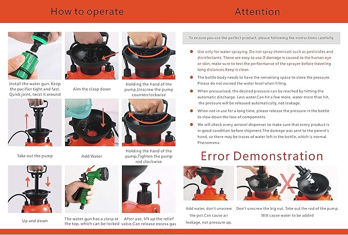 CLICIC 4.2 Gallon Pressure Sprayer with 7 Spray Modes, Camping Shower with Removable Hose and Shower Head for Camping Outdoor Traveling Hiking and Pet Bath