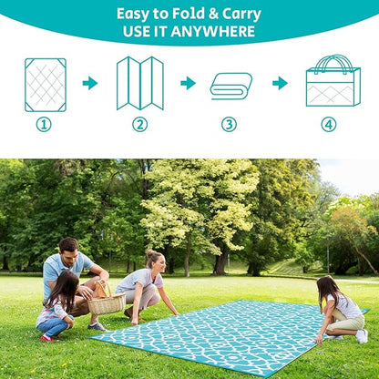 HEBE Outdoor Rug 8'x10' for Patios Waterproof Clearance Reversible Patio Mat Plastic Straw Rug RV Camping Mat Outside Area Rug Carpet for Camping RV,Porch,Deck,Balcony,Camper,Backyard