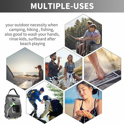 Solar Shower Bag, Solar Heating Camping Shower Bag, 5Gal(20L) Portable Camping Shower Bag, with Removable Hose and On-Off Switchable Shower Head, for Outdoor Traveling/Climbing/Hiking/Beach/Swimming
