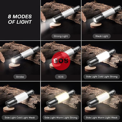 LED Flashlight, 1000 High Lumens Flashlights with USB Rechargeable Battery, 8 Modes Zoomable Flash Light with Sidelight and Magnetic, Waterproof Portable Flashlight Camping Accessories
