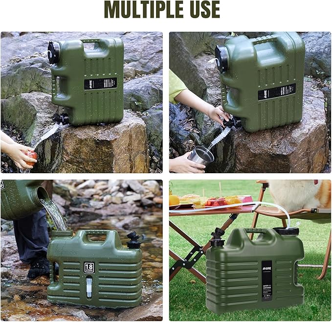 Water Container with Spigot - 4.76 Gallon Water Jug (Truly No Leakage) Water Storage Carrier, Water Tank,BPA Free,Portable Emergency Water Storage for Camping,Vehicle, Car, Hiking, Hurricane Supplies