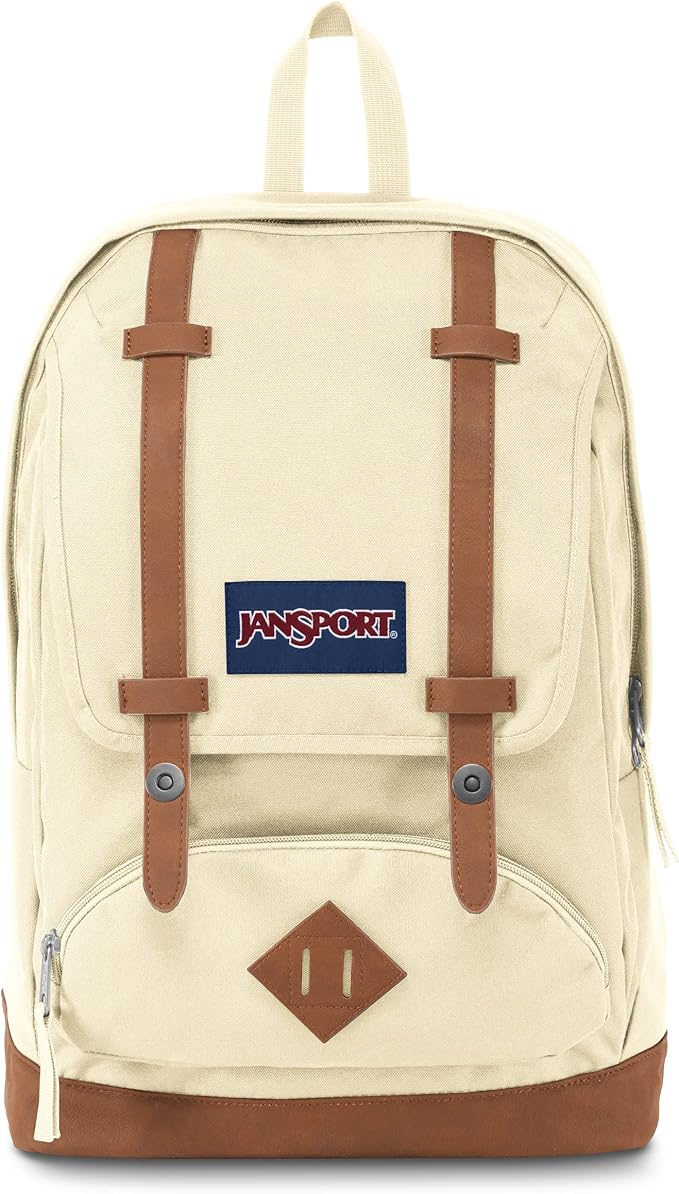 JanSport Cortlandt Laptop Backpack, Coconut, 15” Laptop Sleeve-Synthetic Leather Shoulder Computer Bag with Large Compartment, Padded Straps- Rucksack for Men, Women