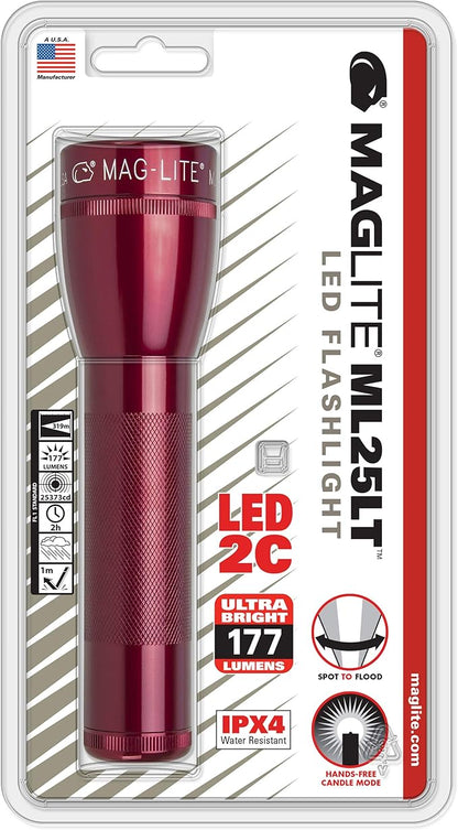 Maglite ML25LT LED 2-Cell C Flashlight, Red - ML25LT-S2036