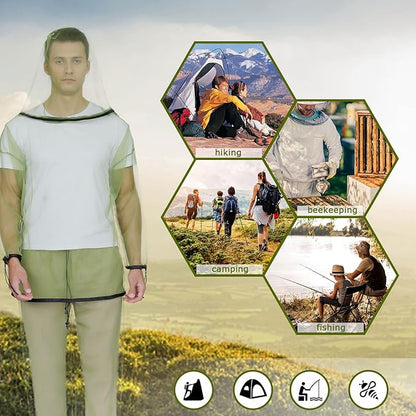 HENNCHEE Mosquito Suits for Adults, Mesh Net Bug Jacket Pant Suit, Outdoor Full Body Protection Mosquito Proof Clothing