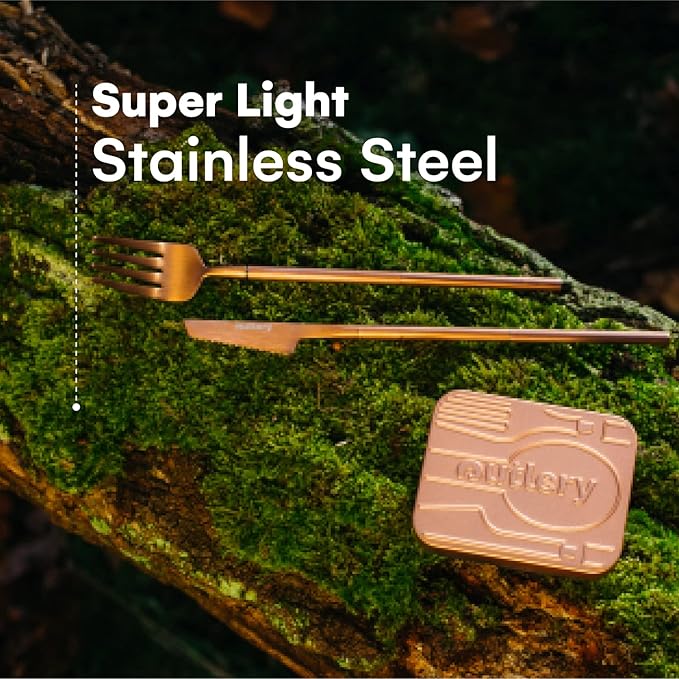 Outlery | Portable & Reusable Stainless Steel Travel Cutlery Set (Rose Gold) - Includes Travel Case for Easy Transport