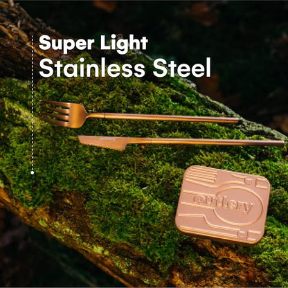 Outlery | Portable & Reusable Stainless Steel Travel Cutlery Set (Rose Gold) - Includes Travel Case for Easy Transport