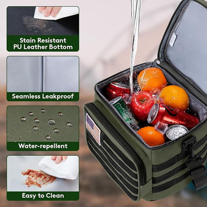Lifewit Tactical Lunch Box for Men, Leakproof Insulated Large Lunch Cooler with MOLLE Webbing and Shoulder Straps, Heavy Duty Lunch Bag for Men Work Camping Picnic, 13L Green