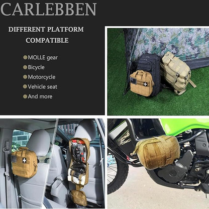 Carlebben Rip-Away EMT Pouch Molle Pouch Ifak Pouch Medical First Aid Kit Utility Pouch 1000D Nylon (with Medical Supplies Tan)