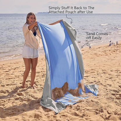 WEKAPO Beach Blanket Sandproof, Extra Large Beach Mat, Big & Compact Sand Free Mat Quick Drying, Lightweight & Durable with 6 Stakes & 4 Corner Pockets