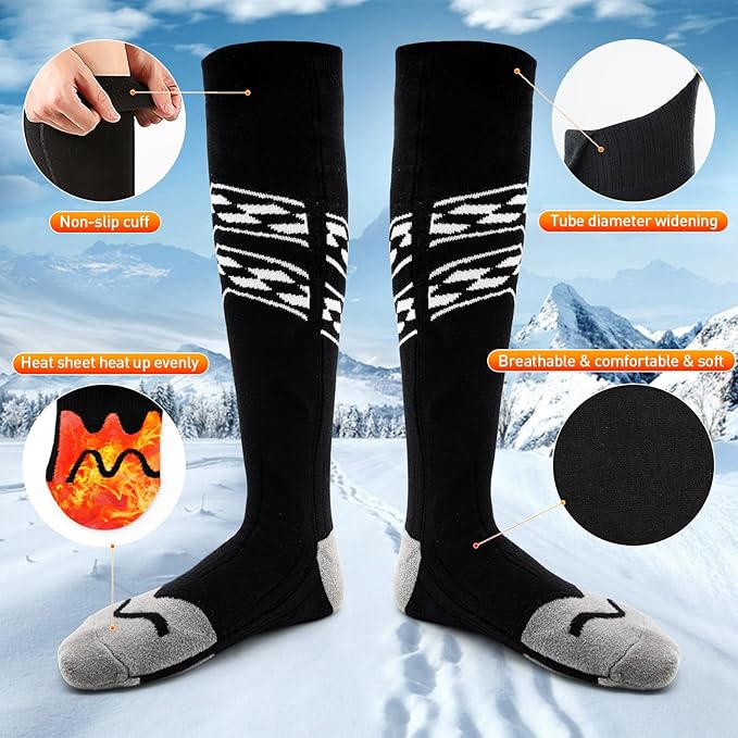 Heated Socks for Men Women,5000mAh Rechargeable Electric Heated Socks,Washable Unisex Winter Thermal Socks,Feet Warmers for Skiing Camping Hiking Hunting Outdoor