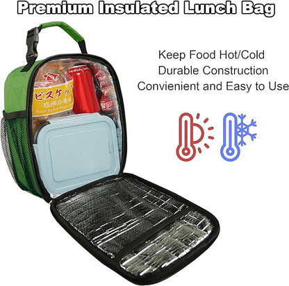 Femuar Lunch Box for Men Women Adults Small Lunch Bag for Office Work Picnic - Reusable Portable Lunchbox, Dark Green