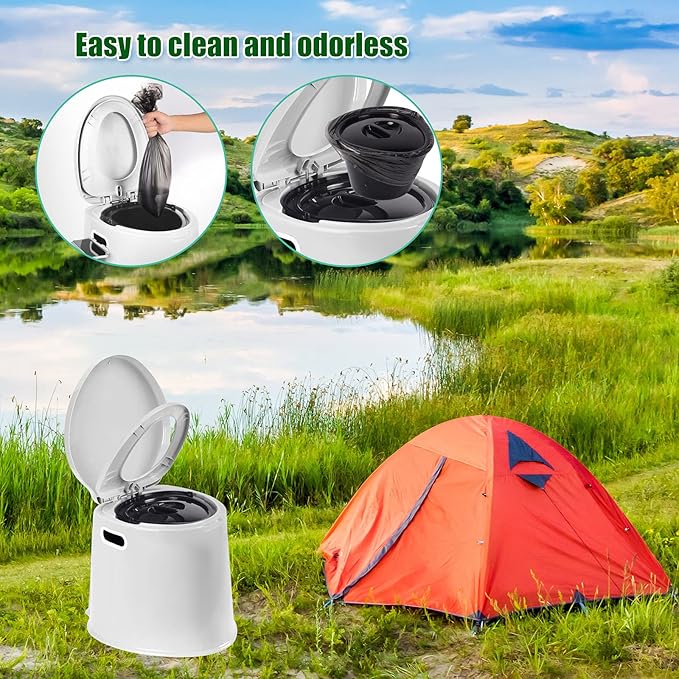 Portable Toilet, Adult and Child Toilet, 5.3 Gallon Mobile Toilet Bucket, Camping and RV Toilet, Suitable for Camping, Hiking, RV, Boat, Bedroom