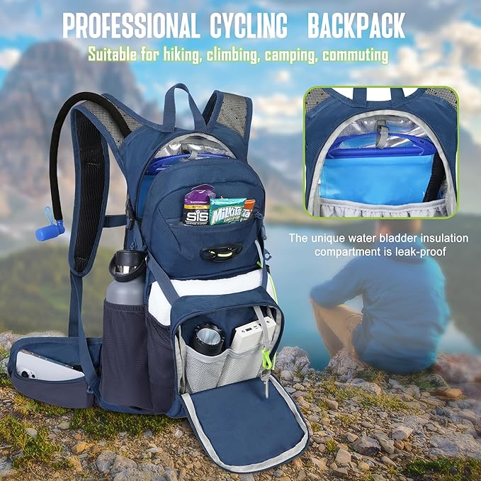 N NEVO RHINO Hydration Backpack, Hydration Pack Hydropack, Water Backpack Insulated Hiking Backpack with 3L Water Bladder for Hiking