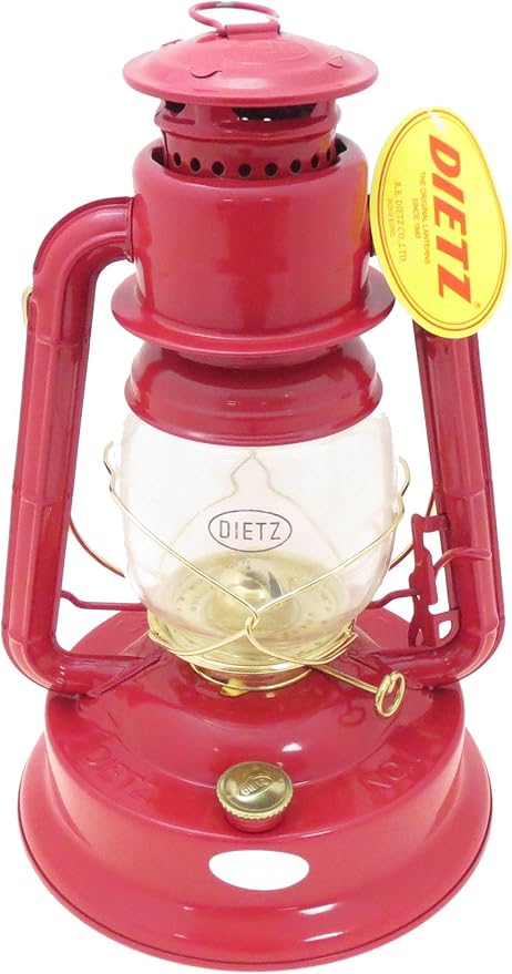 Dietz #1 Little Wizard Oil Lamp Burning Lantern Red with Gold Trim
