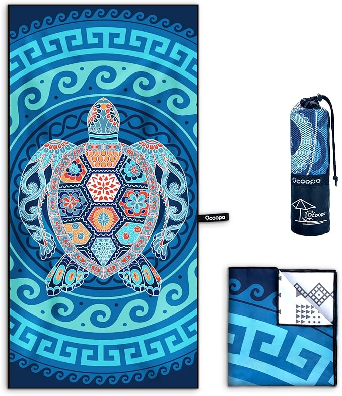 OCOOPA Microfiber Beach Towel Fast Drying, Extra Large 71" x 32" Sand Free Beach Towel Super Lightweight Towels for Swimming Pool, Camping, Picnic, Yoga Gym Sports
