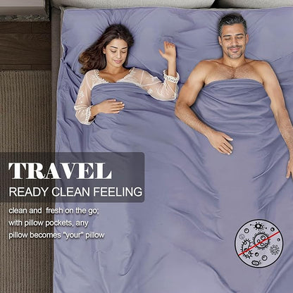 Sleeping Bag Liner,Travel Sheet & Adult Sleep Sack, Camping Sheets Travel Sleep Sack for Backpacking,Hotels & Hostels -Lightweight Single &Double Travel Sheet Camping Sheets
