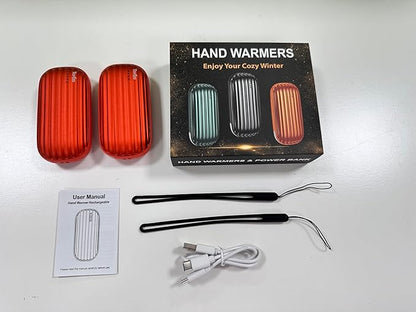 Hand Warmers Rechargeable - 14000mAh Rechargeable Hand Warmers 2 Pack, 15Hrs Warmth Heat Up to 131℉ with LED Light, USB Electric Heated Hand Warmers Reusable Power Bank for Golf, Raynauds, Camping
