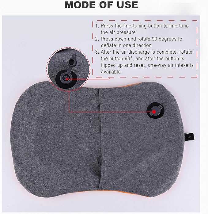 Portable Inflatable Neck Pillow for Outdoor Travel, Camping, Office Naps-Polyester + Washable Cotton-Color Available-Simple and Comfortable (Blue)