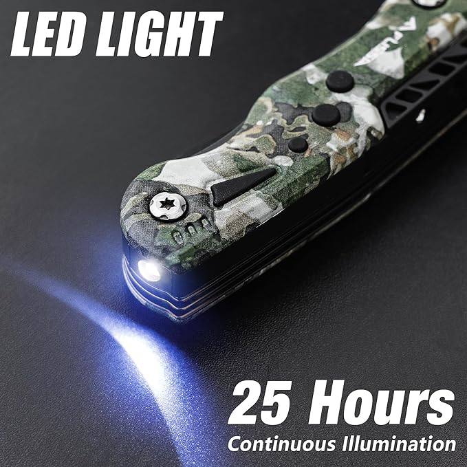 FLISSA 13-in-1 Multi Tool Wrench, Stainless Steel Camo Multitool Adjustable Wrench with LED Light, EDC Pocket Knife with Sheath, Multipurpose Multi Use Tool Wrench