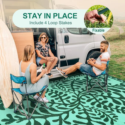 Anidaroel Outdoor Rugs 6x9 for Patios Clearance, Waterproof Reversible Plastic Straw Outside Area Rugs, Outdoor Camping Mat for RV, Porch, Balcony, Pool Deck, Picnic (Green,6‘x9')