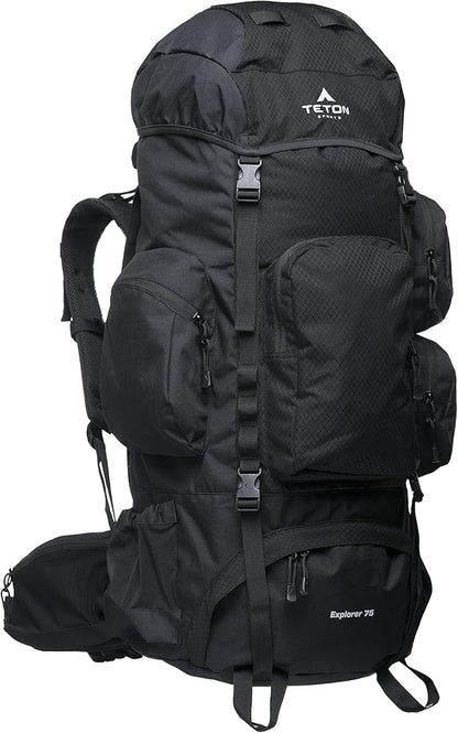 TETON 75L Explorer Internal Frame Backpack for Hiking, Camping, Backpacking, Rain Cover Included