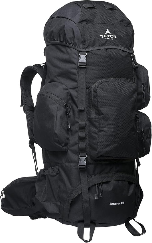 TETON 75L Explorer Internal Frame Backpack for Hiking, Camping, Backpacking, Rain Cover Included