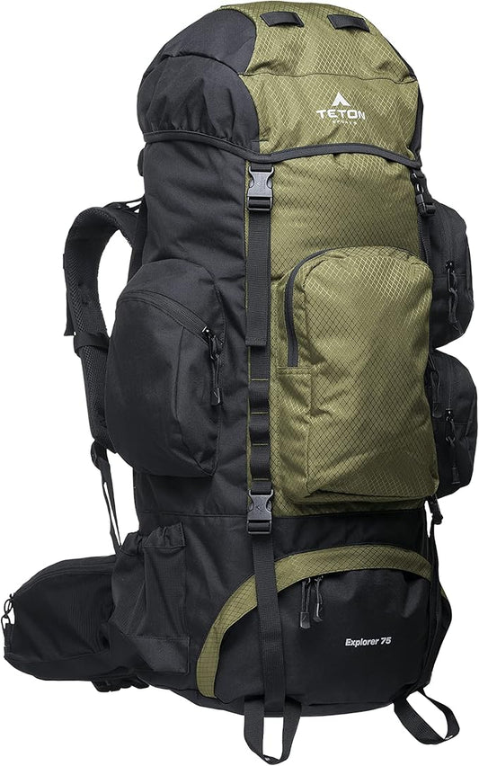TETON 75L Explorer Internal Frame Backpack for Hiking, Camping, Backpacking, Rain Cover Included
