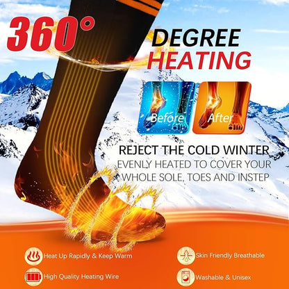 Heated Socks, 5000mAh Electric Heated Socks for Men Women, 3 Levels Rechargeable Battery Heating Socks Washable Ideal for Camping, Hunting & Hiking