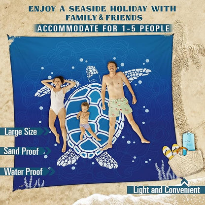 Beach Blanket Sandproof Waterproof 78''×81'' 1-5 Adults Oversized,Compact Lightweight Durable Beach Mat for Travel Camping Hiking Picnic Blanket