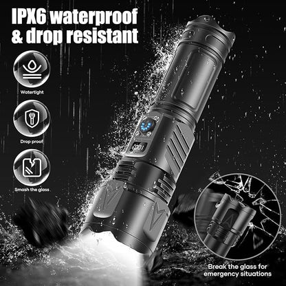 Rechargeable LED Flashlights, High Lumens Flash Lights, Tactical Zoomable Flashlight with Battery Included & 5 Modes, Super Bright Waterproof Flashlight for Emergencies, Camping, Hiking