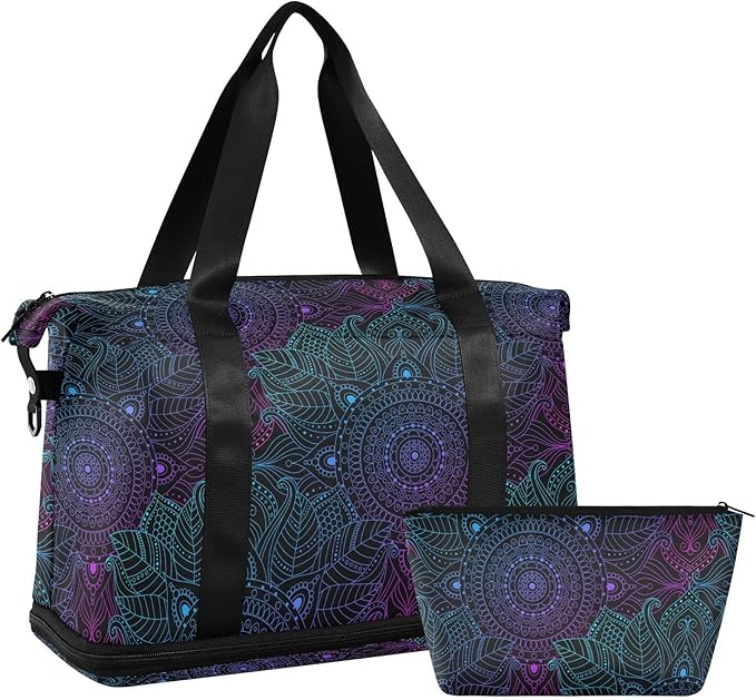 Women's Weekender Duffle Bag for Travel and Gym with Toiletry and Shoes Compartment