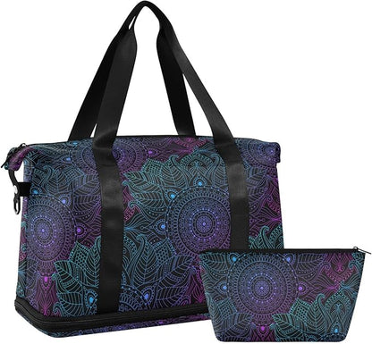 Women's Weekender Duffle Bag for Travel and Gym with Toiletry and Shoes Compartment