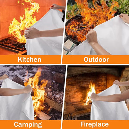 Altaz Fire Blanket Emergency for Home Kitchen - 39.4"x39.4" Flame Suppression Fiberglass Fire Extinguisher for Camping, Grill, Car, Office, Warehouse, Fireplace, Survival, Safety (3 Pack)