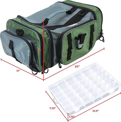 OSAGE RIVER Large Waterproof Fishing Tackle Bag with Padded Shoulder Strap, Ripstop Soft Sided Bag with Fishing Pliers Holder