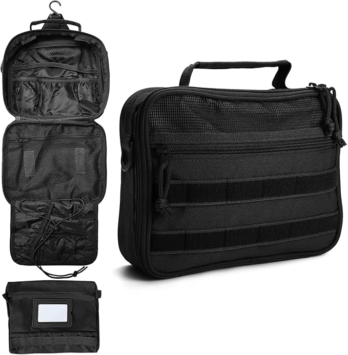 SMONT Toiletry Bag for Men Travel Toiletry Organizer Dopp Kit Travel Organizer Toiletries Bag Shaving Hygiene Bag Bathroom Hanging Men's Toiletry Bag for Short Trips Black