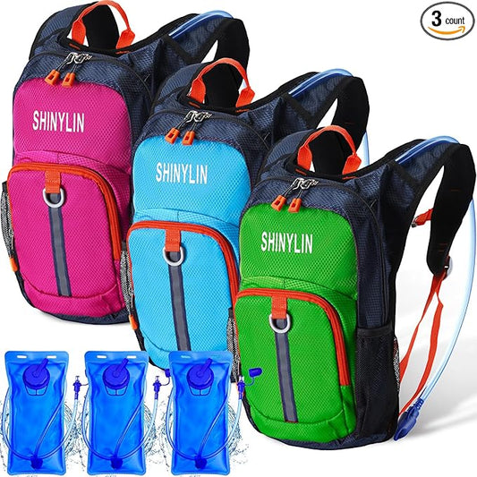 3 Pcs Kids Hydration Backpack with 1.5 L Water Bladder Hydration Pack for Kids Hydration Water Backpack for Kids Lightweight Insulated Water Pack for Boys Girls Biking Climbing Running Hiking