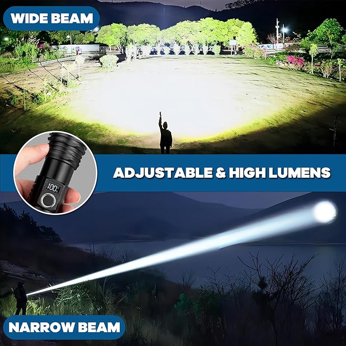 Rechargeable LED Flashlights High Lumens, 2Pack 900000 Lumens Super Bright Flashlight with 5 Modes IPX6 Waterproof, Powerful Flashlight Waterproof Flash Light for Home Emergencies Camping