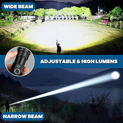 Rechargeable LED Flashlights High Lumens, 2Pack 900000 Lumens Super Bright Flashlight with 5 Modes IPX6 Waterproof, Powerful Flashlight Waterproof Flash Light for Home Emergencies Camping
