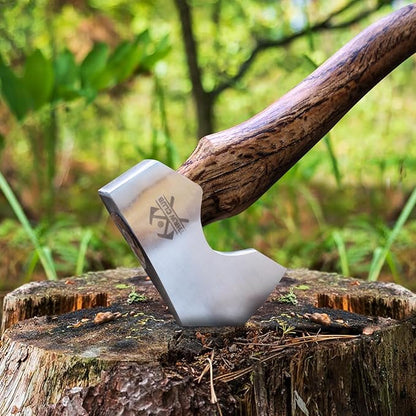 11.7" Hatchet Axe, Camping Axes & Hatchets, Lightweight and Compact Hatchet with Wood Handle, Small Hatchet Axe with Retro Leather Sheath, Bushcraft Axe for Chopping and Kindling, Ideal Gifts