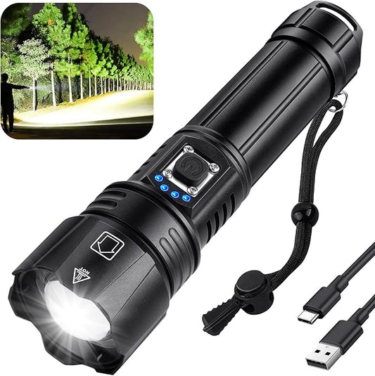 Rechargeable Flashlights High Lumens, 990,000 Lumen Brightest Led Flashlight with 5 Modes & 12H Long Runtime, Powerful Waterproof Handheld Flash Light, Super Bright Flashlight for Home, Camping