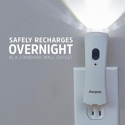 Energizer LED Rechargeable Plug-in Flashlights, Weatheready Emergency Flashlight for Hurricane Supplies and Survival Kits, Flash Light with Convenient Plug-in Design,White, 6 count (Pack of 1)