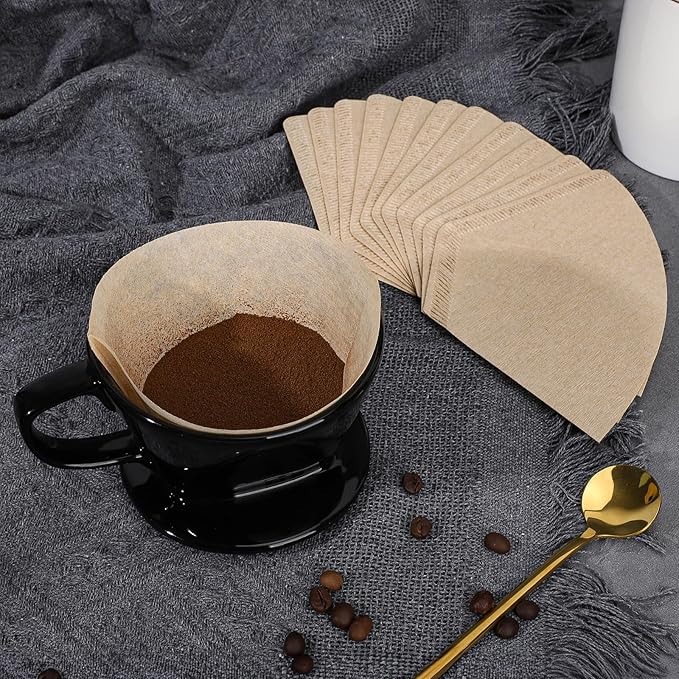 Segarty Pour Over Coffee Dripper Set, Single Cup Black Ceramic Coffee Maker with 200PCS Size #2 Cone Coffee Filter Paper, Slow Brewed Drip Pourover Coffee Brewer for Home Office Travel Camping