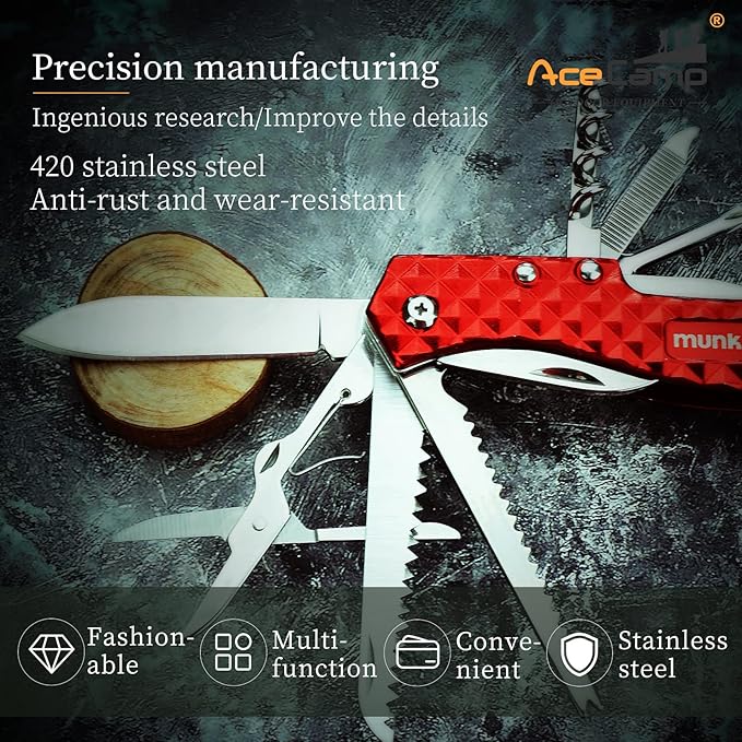 11-In-1 multifunctional pocket tool portable folding tool with blade, scissors, corkscrew, serrated, screwdriver,opener, for outdoor, disaster prevention, operation, camping tools