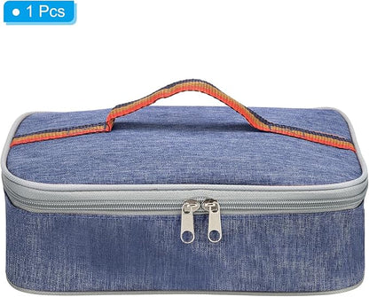 PATIKIL 11"x8"x3" Insulated Lunch Bags, Portable Food Containers Bag Flat Bento Bags Reusable Thermal Lunch Pail for Men and Women, Blue