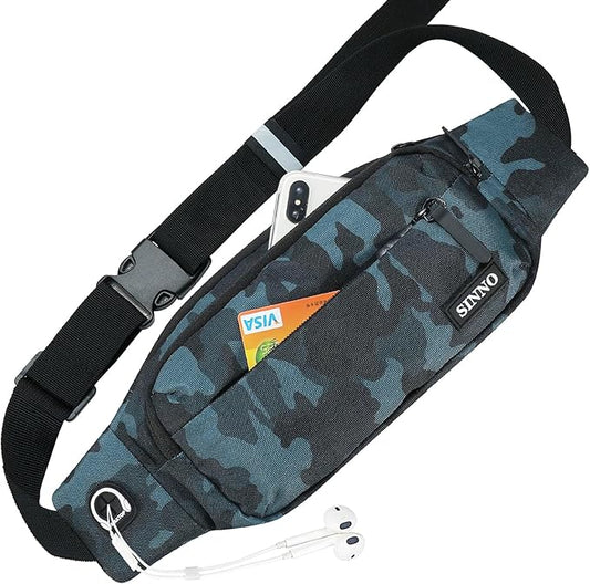 SINNO Large Crossbody Fanny Pack for Women Men Belt Bag With 4-Zipper Pockets for Travel Running Hiking Workout Dog Walking Outdoors Sport Fishing Waist Pack Bag Carrying All Phones