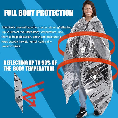 Emergency Mylar Thermal Blanket 82 * 64 in(5 Pack), Gigantic Space Blanket, Survival Blankets Heavy Duty Camping Gear, First Aid, Silver…