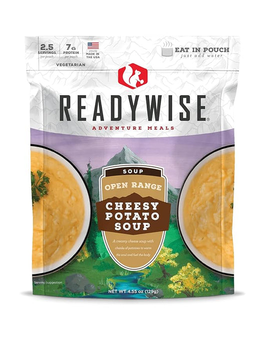 READYWISE - Adventure Meal, Cheesy Potato Soup, 2 Servings, Pack of 1, Emergency Preparedness, Freeze Dried Food, MRE, Snack Pack or Emergency Food, Backpacking, Camping, Hiking, and, Survival Food