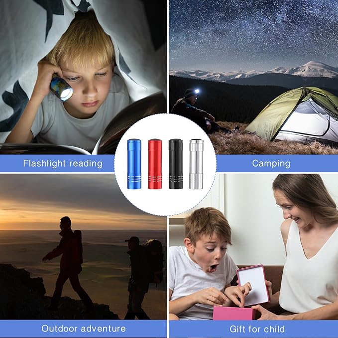 VIHOSE 40 Pcs Small LED Flashlight Bulk for Stocking Stuffers 40 LED Small Flashlights with 120 AAA Batteries Handheld Flashlights for School Night Reading Camping Mini Gifts for Kid Adult,4 Colors