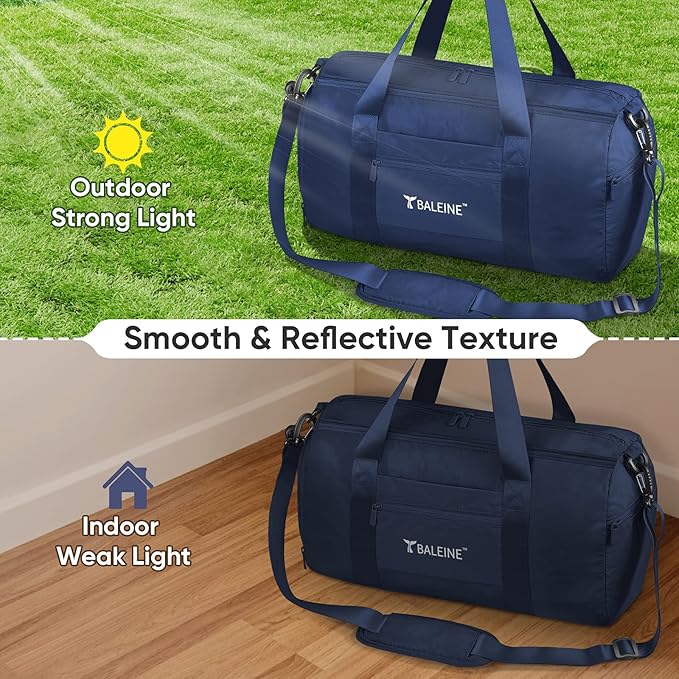 BALEINE Gym Bag for Women and Men, Duffel Bag for Sports, Gyms and Weekend Getaway, Waterproof Dufflebag with Shoe and Wet Clothes Compartments, Lightweight Carryon Gymbag (Blue)