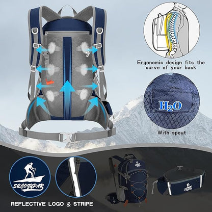 Hiking Backpack Packable 40L Foldable Camping - Lightweight Travel Daypacks Water-resistant Backpacks Outdoor Sports for Men Women (Blue)